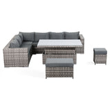 Colette Aluminium Range Modular Corner Sofa with Rising Table in Medium Grey Weave
