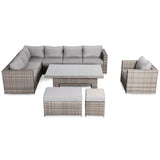 Cambridge Modular Corner Sofa Set With Rising Table and Arm Chair in Grey Set up left or right handed