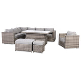 Cambridge Modular Corner Sofa Set With Rising Table and Arm Chair in Grey Set up left or right handed