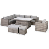 Cambridge Modular Corner Sofa Set With Rising Table and Arm Chair in Grey Set up left or right handed