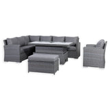 Rattan Park Victoria High Back Modular Corner Sofa Set with Rising Table in Slate Grey Weave