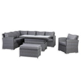 Rattan Park Victoria High Back Modular Corner Sofa Set with Rising Table in Slate Grey Weave