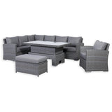 Rattan Park Victoria High Back Modular Corner Sofa Set with Rising Table in Slate Grey Weave