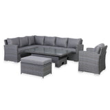 Rattan Park Victoria High Back Modular Corner Sofa Set with Rising Table in Slate Grey Weave