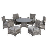 Cambridge Round Dining Table with 6 Chairs in Grey Weave (#408)