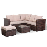 F1..Lily Range Small Corner Sofa Set With Coffee Table In Brown Weave