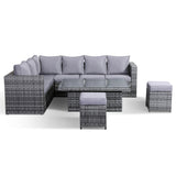 A3..Rose Range Large Casual Dining corner sofa Set with Rising Table in Grey Weave