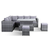 A3..Rose Range Large Casual Dining corner sofa Set with Rising Table in Grey Weave