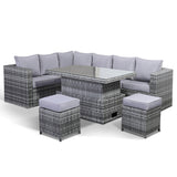 A3..Rose Range Large Casual Dining corner sofa Set with Rising Table in Grey Weave