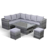 A3..Rose Range Large Casual Dining corner sofa Set with Rising Table in Grey Weave