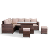 D3..Canna Range High Back Left Hand Corner Sofa Set With Rising Table In Brown Weave