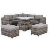 Cambridge Square Corner Sofa Set with Rising Table in Stone Browne Grey weave（#411-2）