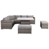 Cambridge Large Round Corner Sofa Set with Rising Table in Stone Grey Weave(#430)