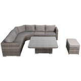 Cambridge Large Round Corner Sofa Set with Rising Table in Stone Grey Weave(#430)