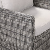 OXF15...Oxford High Back Three Seater Sofa Set  with Rising Table in Half Round Grey Weave