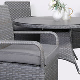 Pre Order.....Victoria Range Round Dining Set Table with 6 Chairs in Slate Grey Weave(#508)