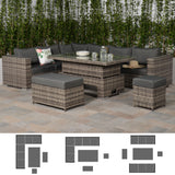 Rattan Park Colette Range Aluminium  Frame  Modular Corner Sofa with Rising Table in Medium Grey Weave