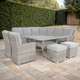 Rattan Park Paris Range Aluminium Elite Round Corner Sofa Set with Large Table in Natural Weave (RO130)