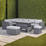 Catalina Aluminium Range Modular Corner Sofa Set with Rising Table in Slate Grey Weave