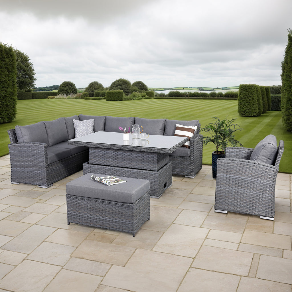 Rattan Park Victoria Modular Corner Set with Rising Table & Arm Chair