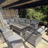 Sicily Elite Left Hand Corner Set with Rising Table and Two Chairs in Grey Weave(#919)