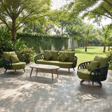 Pre Order_Luna Range Olive Green & Anthracite Rope Sofa Set | Premium Outdoor Lounge Furniture
