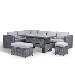 Rattan park Catalina Aluminium Range Modular Corner Sofa Set with Rising Table in Slate Grey Weave