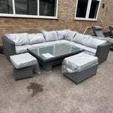 FB702 | Catalina Range Right Hand Corner Sofa Set with Rising Table in Slate Grey Weave