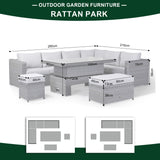 FB702 | Catalina Range Right Hand Corner Sofa Set with Rising Table in Slate Grey Weave