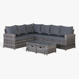 Pre Order...Dispatch from June...Harmony Corner Sofa with Coffee Table and 2 Footstools in Grey Weave (CR14)
