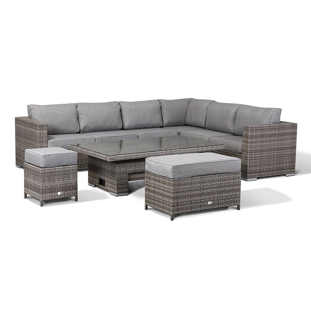 Cambridge Rattan Rising Table Cambridge Modular Corner With Rising Table in Stone Browne Grey weave ...