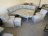 Rattan Park Paris Range Aluminium Elite Round Corner Sofa Set with Large Table in Natural Weave (RO130)