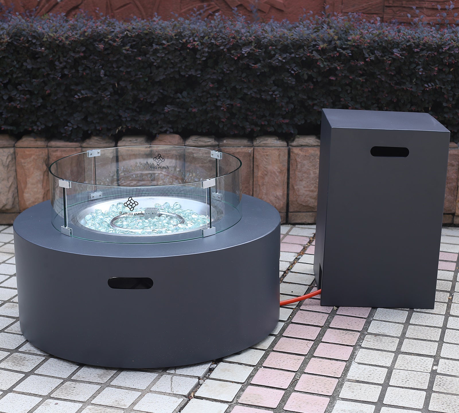 Rattanpark Aluminium Round Gas Fire Pit Coffee Table  in Charcoal (FP-04G)