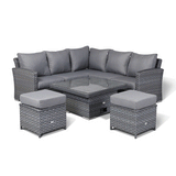 Victoria High Back MODUAR Small Corner with Rising Table in Slate Grey Weave