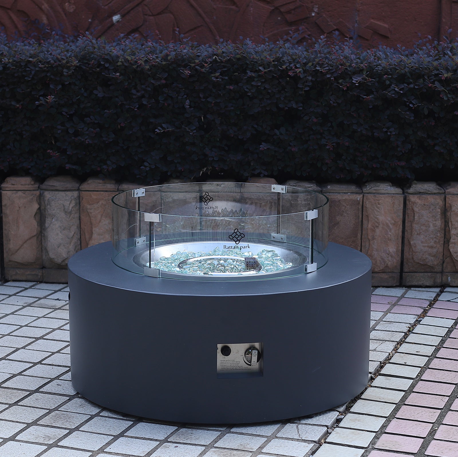 Rattanpark Aluminium Round Gas Fire Pit Coffee Table  in Charcoal (FP-04G)