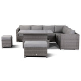 Ascot Modular Corner Set with Rising Table in Grey Weave and Grey Cushions