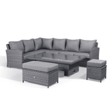 Victoria High Back Large MODULAR Corner Sofa Set with Rising Table in Slate Grey Weave
