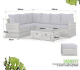 Pre Order...Dispatch from June...Harmony Corner Sofa with Coffee Table and 2 Footstools in Grey Weave (CR14)