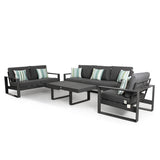 LAST SET...Nova Range Sofa Set in Charcoal Aluminium Frame with dark cushions.(AL02)