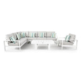 LAST SET...Halo Range Corner Sofa Set with Chair in white Aluminium Frame with light grey cushions(AL03)