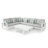 LAST SET...Halo Range Corner Sofa Set with Chair in white Aluminium Frame with light grey cushions(AL03)