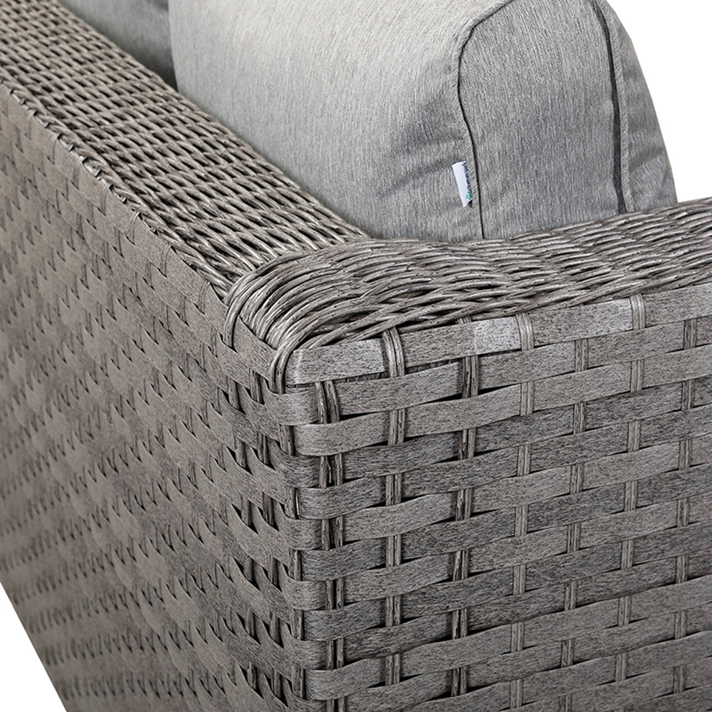 Rattan park Ascot Modular Corner Set with Rising Table in Grey Weave and Grey Cushions