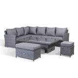 Victoria High Back Large MODULAR Corner Sofa Set with Rising Table in Slate Grey Weave