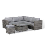 Cambridge Square Corner Sofa Set with Rising Table in Stone Browne Grey weave