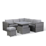 Ascot Square Corner Sofa Set with Square Rising Table in Large Grey weave