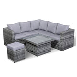 A2..Rose Range SELF ASSEMBLY Small Dining Corner Sofa Set with Rising Table In Grey
