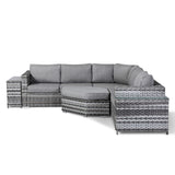 LAST SET..Kinston Angle Corner Sofa Set  in Grey marbled Weave with Free Cover