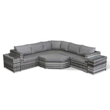 LAST SET..Kinston Angle Corner Sofa Set  in Grey marbled Weave with Free Cover