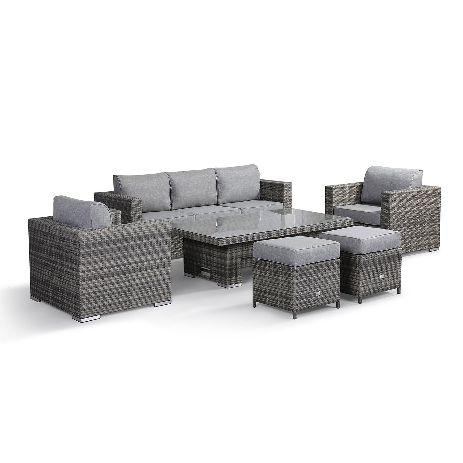Cambridge Large Sofa Set with Rising Table in Stone Grey Weave(cr09)