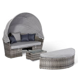 Cambridge Range Daybed with Canopy in Stone Browne Grey Weave and Grey Cushions